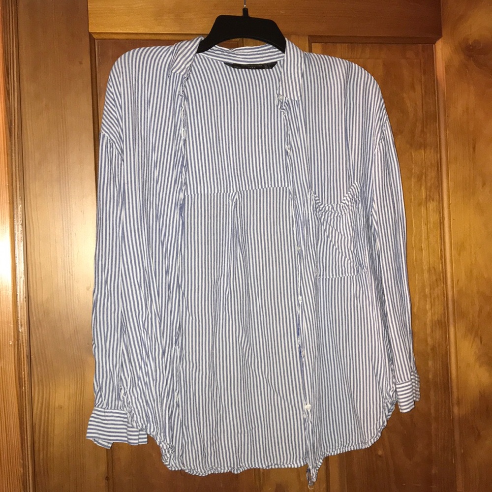 Blue/White striped Zara shirt